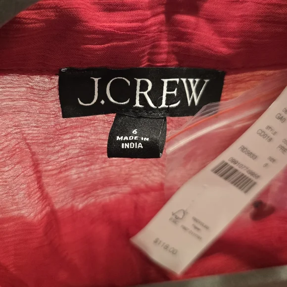 J.Crew Retail Sheer lace-trim button-up shirt And Cami red size 6 - Picture 5 of 11